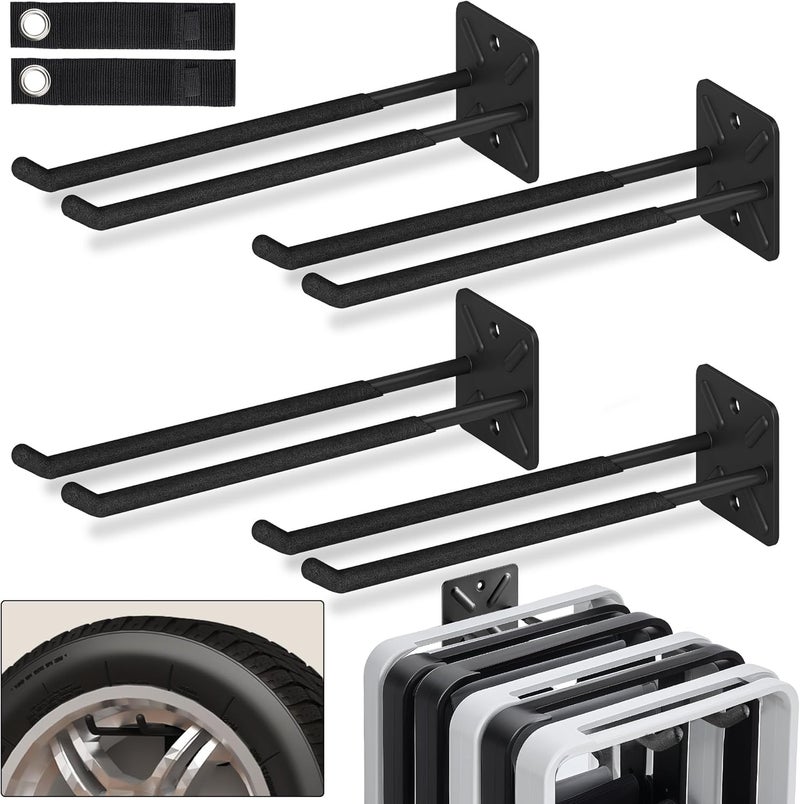 Nacial Garage Hooks, Heavy Duty Garage Hooks, 12.4 Inch Wall Mount Hangers, Max Load 200 lbs Garage Storage Utility Hook for Car Tires, Ladders, Chairs, Strollers, Power Tools, Garden Tools - 4 Pack - Image 1